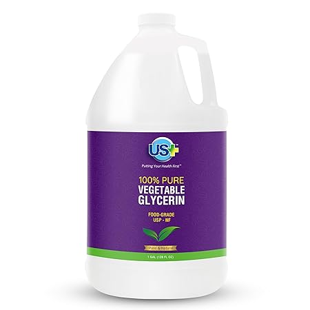 US+ 100% Pure Vegetable Glycerin - Pharmaceutical & Food Grade (USP) - Premium Quality All-Natural Moisturizer & Cleanser - For skin, hair, soaps & more (1 Gallon)