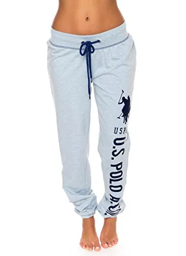 U.S. Polo Assn. Essentials Womens Printed French Terry Boyfriend Jogger Sweatpants Blue M