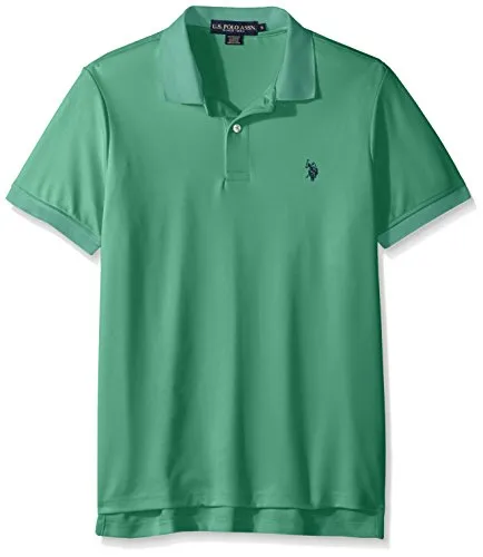 U.S. Polo Assn. Men's Classic Fit Solid Short Sleeve Stretch Poly Polo Shirt, Palette Gren Heather-8027, X-Large