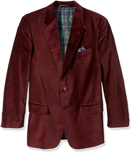 U.S. Polo Assn. Men's Portly Velvet Sport Coat, Burgundy, 50 Short