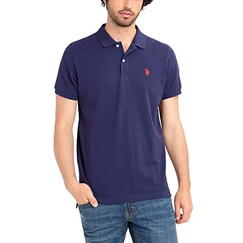 U.S. Polo Assn. Mens Classic Small Pony Solid Pique Polo Shirt - Classic Navy, Medium