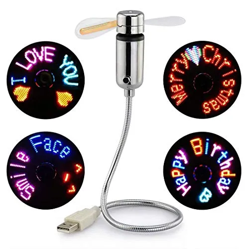 USB LED RGB Programmable Fan, SAYTAY Mini Flexible USB Gooseneck Programmable Fan for PC Laptop Notebook Desktops (New RGB Version) (RGB)