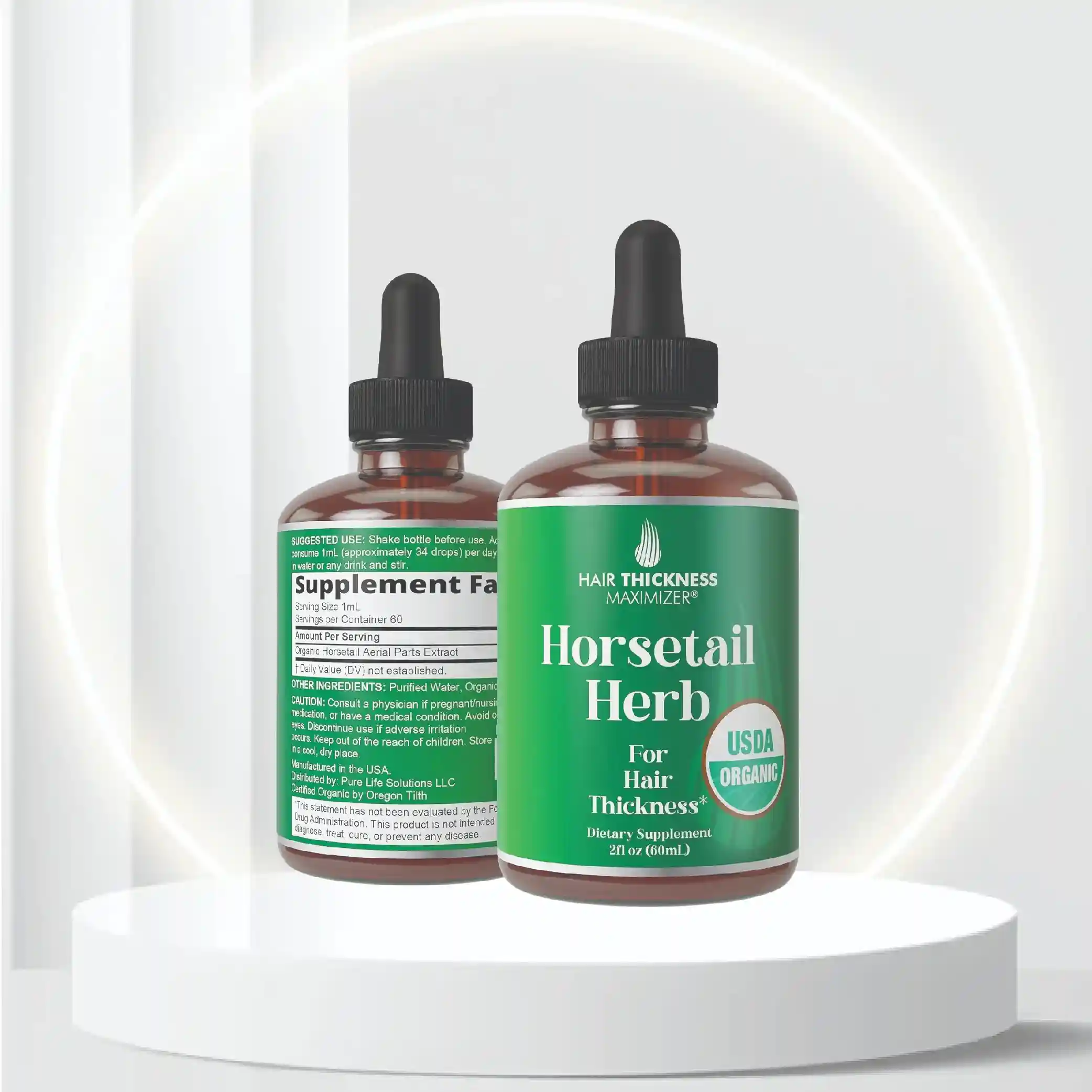 USDA Organic Horsetail Herb Liquid Drops for Hair Growth, Thickening. Vegan, Pleasant Tasting Supplement with Horsetail. Zero Sugar, Alcohol Free Hair Vitamins for Women and Men