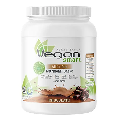 Vegansmart Plant Based Vegan Protein Powder by Naturade, All-In-One Nutritional Shake - Chocolate (15 Servings)