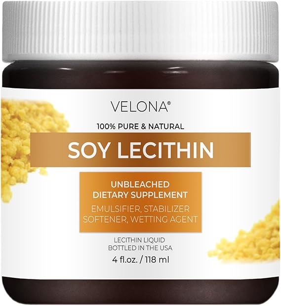 velona Pure Liquid Soy Lecithin 4 Fl Oz | Food Grade | Unbleached| Emulsifier, Stabilizer, Softener, Smoother, Wetting Agent | Use Today - Enjoy Results