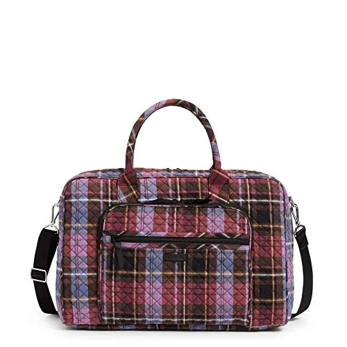 Vera Bradley Signature Cotton Lay Flat Weekender Travel Bag, Cozy Plaid