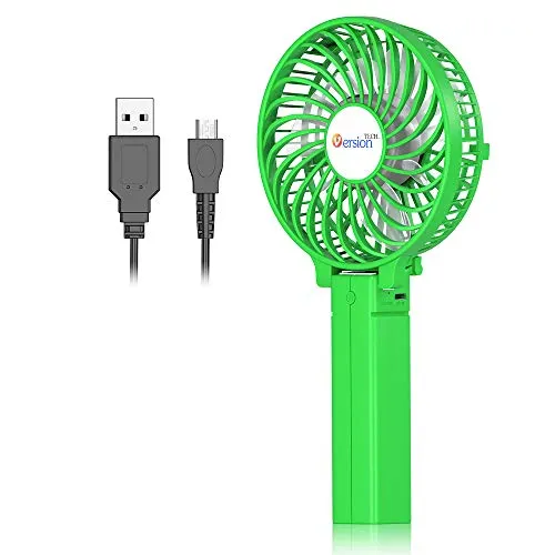 VersionTECH. Mini Handheld Fan, USB Desk Fan, Small Personal Portable Table Fan with USB Rechargeable Battery Operated Cooling Folding Electric Fan for Travel Office Room Household Green