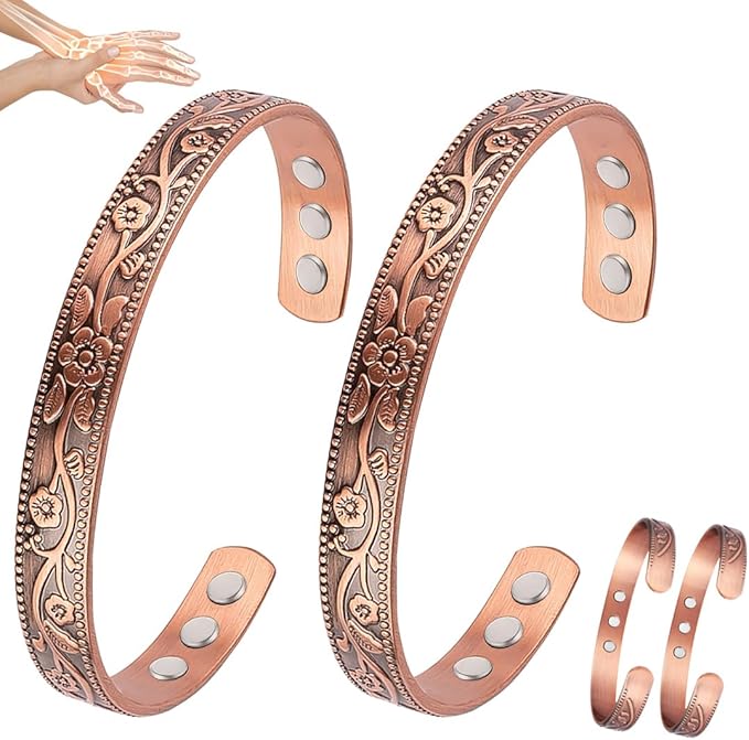 Vicmag Copper Magnetic Bracelet for Women and Men Ultra Strength Magnets 99.9% Pure Copper Strong Magnets Jewelry Gift Adjustable Length