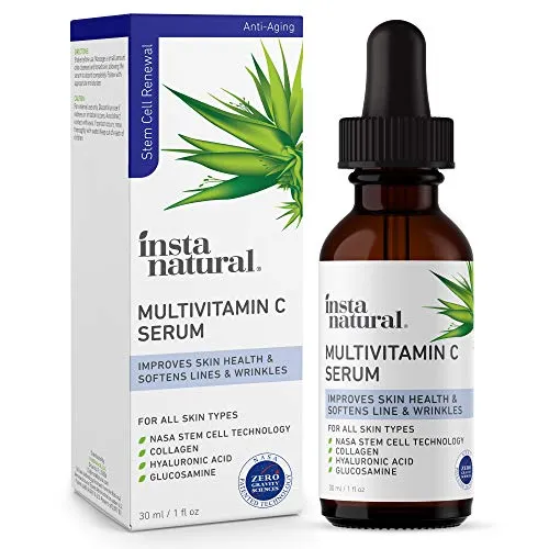 Vitamin C Serum for Face - Multivitamin Power Facial Serum- Natural Anti-Aging, Brightening & Hydrating Facial Care - Nourishing Lines & Wrinkle Treatment - With Hyaluronic Acid & Collagen - 1 oz