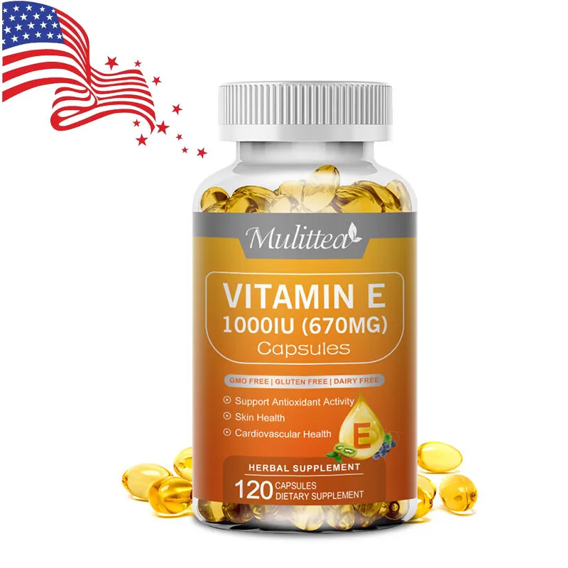 Vitamin E Capsules 1000IU,High Strength,Antioxidant Immunity Enhancement 120 Pcs