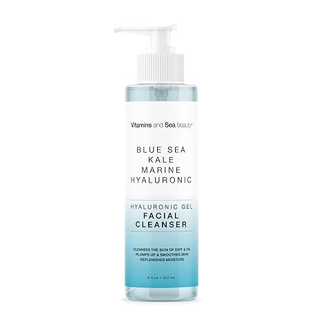 VITAMINS AND SEA BEAUTY Hyaluronic Gel Facial Cleanser with Blue Sea Kale + Marine Hyaluronic, 8 fl oz