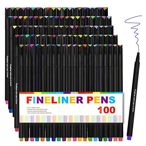 VITOLER 100 Bullet Journal Planner Pens Colored Pen Fine Point Color Marker for Writing Coloring Book Sketching Taking Note Calendar Art Project with Gift Package