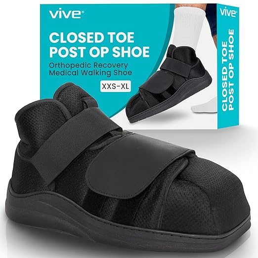 Vive Closed Post Op Shoe - Fracture Medical Walking Shoes for Women & Men - Orthopedic Recovery Shoe Brace - Foot Boot for Injured Feet and Broken Toe