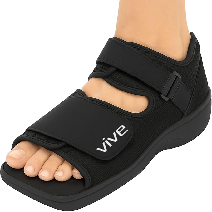 Vive Post Op Shoe - Lightweight Medical Walking Boot with Adjustable Strap - Orthopedic Recovery Cast Shoe for Post Surgery, Fractured Foot, Injured Toes, Stress Fracture, Sprains - Left or Right Foot