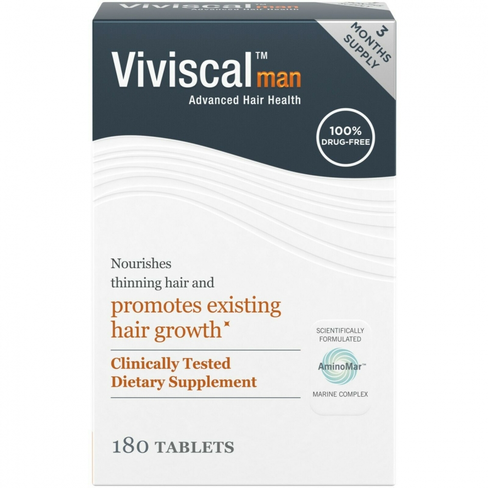 Viviscal Man Hair Growth Supplement, 3 Month Supply, 180 Tablets Exp 2022 & up