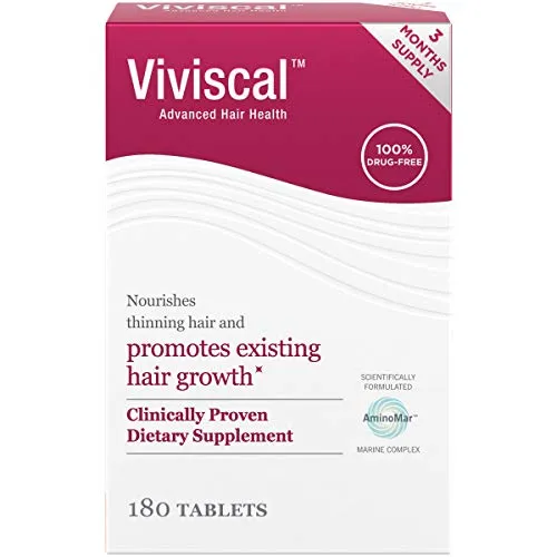 Viviscal Women's Hair Growth Supplements with Proprietary Collagen Complex, No. 1 Selling for Clinically Proven Results of Thicker, Fuller Hair[6]; Nourish Thinning Hair (180 Tablets - 3 Month Supply)