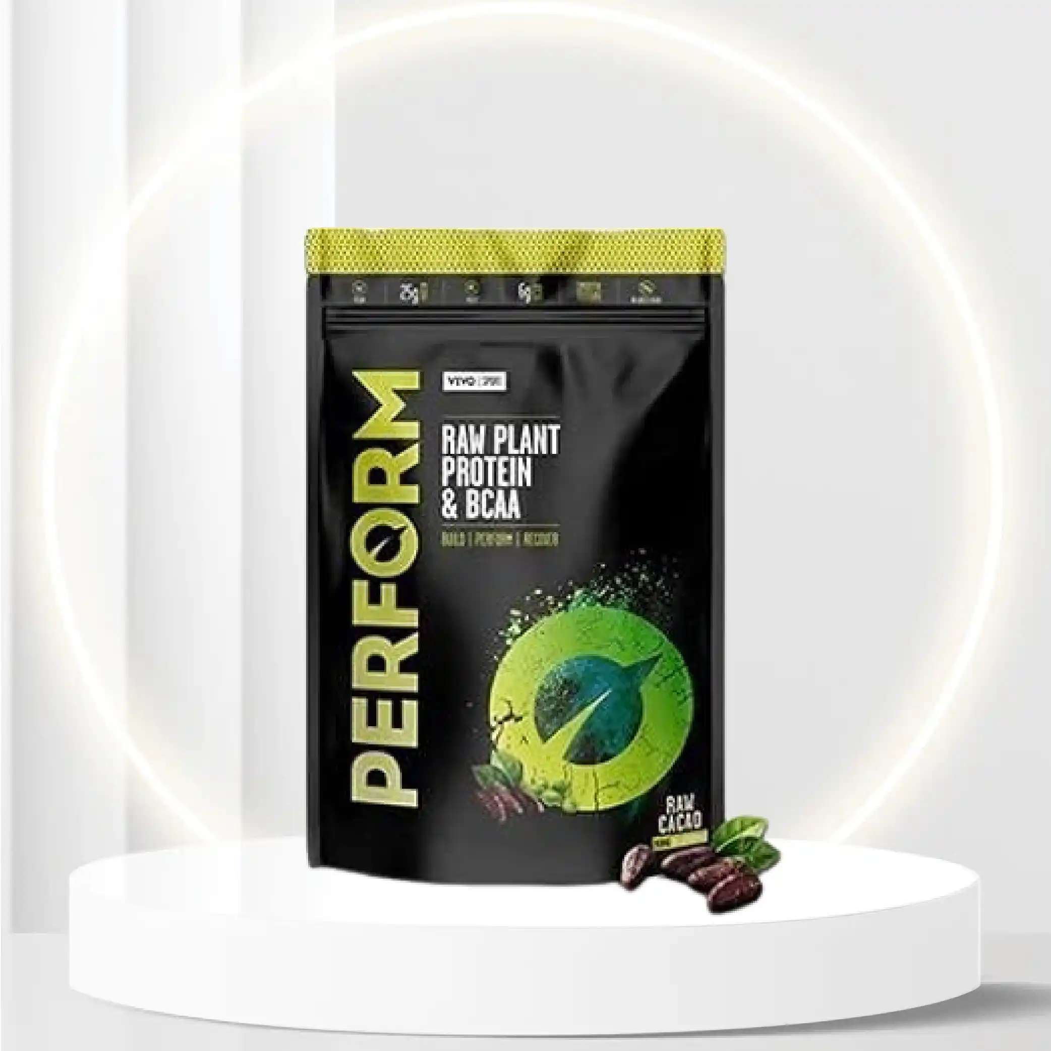 VIVO Life Perform Vegan Protein Powder, Raw Cacao Flavor - BCAA Pea & Hemp Blend Plant-Based Protein Shake (2.17 Pound (Pack of 1))