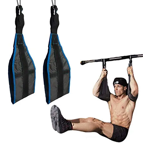 vocheer AB Straps Weight Lifting Abdominal Exercise Padded Slings, Hanging Sling Straps with Quick Locks Carabiner for Abs Crunch, Leg Raises, Pull Up, Home & Gym Fitness, Blue