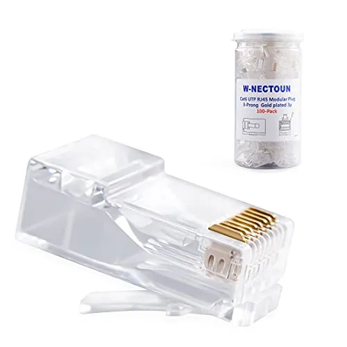 W-NECTOUN 100-PACK RJ45 Connectors UTP CAT6 Ends Network Plug for Stranded Cable Solid