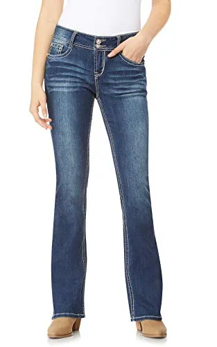 WallFlower Women's Juniors Luscious Curvy Embellished Pocket Bootcut Jeans in Twinkle, 9