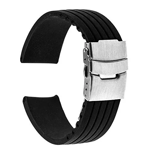 Watch Strap 17Mm 18Mm 19Mm 20Mm 21Mm 22Mm 23Mm 24Mm Universal Silicone Rubber Watchband Stainless Steel Buckle Watch Band Resin Strap S0061 Compatible with Watches