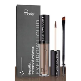 Waterproof Eyebrow Gel, Long Lasting Smudge-Proof Liquid Brow Makeup Tint, Brow Shaper with Mascara Primer Brush Wand Kit (Brunette Color)