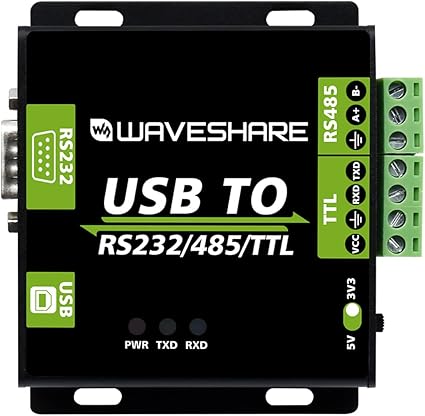 Waveshare USB to RS232 / RS485 / TTL Industrial Isolated Converter with Original FT232RL Embedded Protection Circuits and Aluminium Alloy Enclosure for Industrial Control Equipments