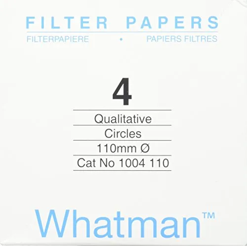 Whatman - 1004110-100 4712N25PK 1004110 Grade 4 Qualitative Filter Paper, 110 mm Thick and Max Volume 1621 ml/m (Pack of 100)