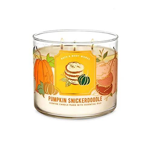 White Barn Candle Company Bath and Body Works 3-Wick Scented Candle w/Essential Oils - 14.5 oz - Pumpkin Snickerdoodle (Warm Sugar Cookies, Ground Cinnamon, Fresh Nutmeg, Sprinkled with Sugar)