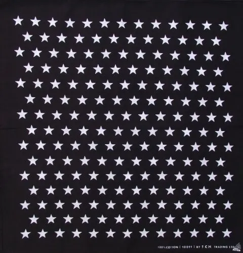 White Star in Black Handkerchief Headwrap Bandana X11
