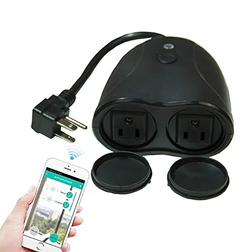 wifi outdoor Smart Plug - Smat Plug Wireless Switch Compatible with Alexa Echo& Google Home, Remote Control Outlet for Smart Home Life (Tuya outdoor plug)