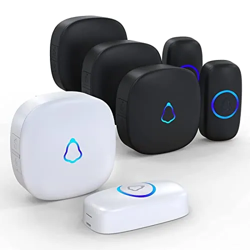 Wireless Doorbell, Waterproof Mini Doorbell 1,000ft Range Loud Enough with 5 Volume Levels and Mute Mode Door Chimes & Colorful LED Flashing