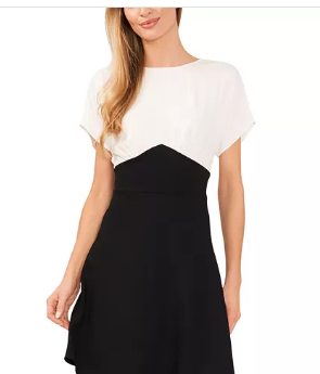 Women's Colorblocked Dolman Short Sleeve Dress