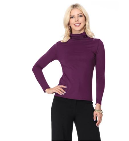Women's Solid Basic Casual Long Sleeve Turtleneck Lightweight Pullover Top Sweater Made in USA
