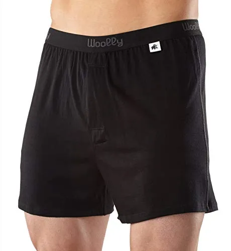 Woolly Clothing Men's Merino Wool Classic Boxer - Ultralight - Wicking Breathable Anti-Odor M BLK