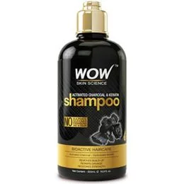 WOW Activated Charcoal & Keratin Shampoo - Full Scalp Detox Cleanse - Restore Dry, Damaged Strands For Soft, Smooth, Shiny Hair- Sulfate & Paraben Free - All Hair Types, Adults & Children - 500 mL