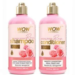 WOW Skin Science Himalayan Rose Shampoo and Conditioner with Rose Hydrosol, Coconut Oil, Almond Oil & Argan Oil - 500ml
