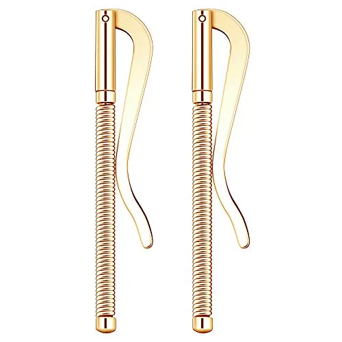 WUTA Spring Money Clip Bar Brass+Stainless Steel Bar Slim Leather Wallet Craft Supplie Open Coil Cash Holder Clamp,Gold(Pack of 2)
