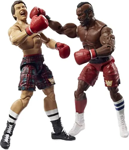 WWE Mr. T vs âRowdyâ Roddy Piper Elite Collection 2-Pack 6-in Action Figure with Boxing Robes & Swappable Hands, Posable Collectible Gift for WWE Fans Ages 8 Years Old & Up