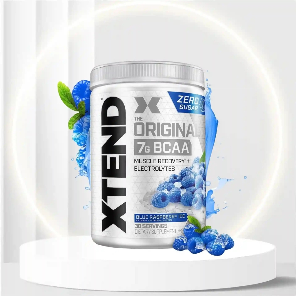 XTEND Original BCAA Powder Blue Raspberry Ice | Sugar Free Post Workout Muscle Recovery Drink with Amino Acids | 7g BCAAs for Men & Women | 30 Servings