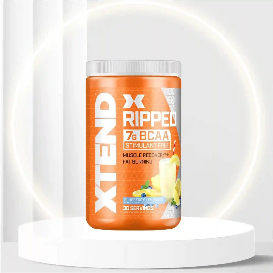 XTEND Ripped BCAA Powder Blueberry Lemonade | Cutting Formula + Sugar Free Post Workout Muscle Recovery Drink with Amino Acids | 7g BCAAs for Men & Women | 30 Servings