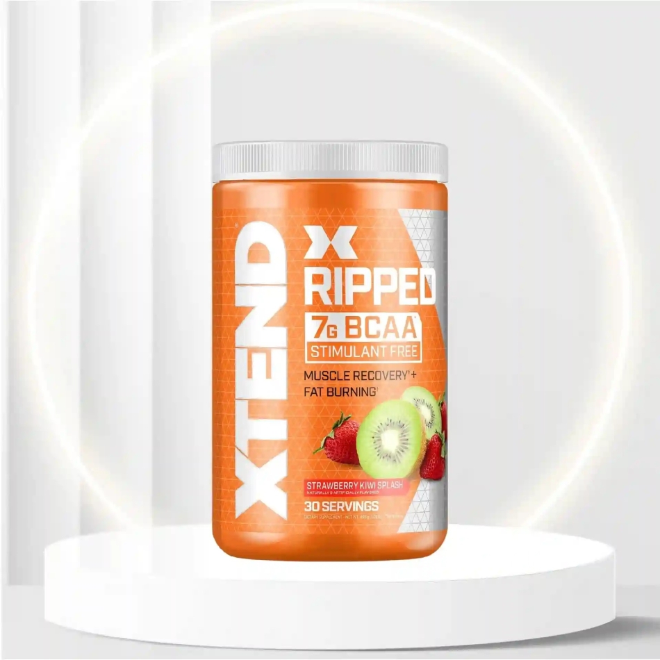 XTEND Ripped BCAA Powder Strawberry Kiwi | Cutting Formula + Sugar Free Post Workout Muscle Recovery Drink with Amino Acids | 7g BCAAs for Men & Women | 30 Servings
