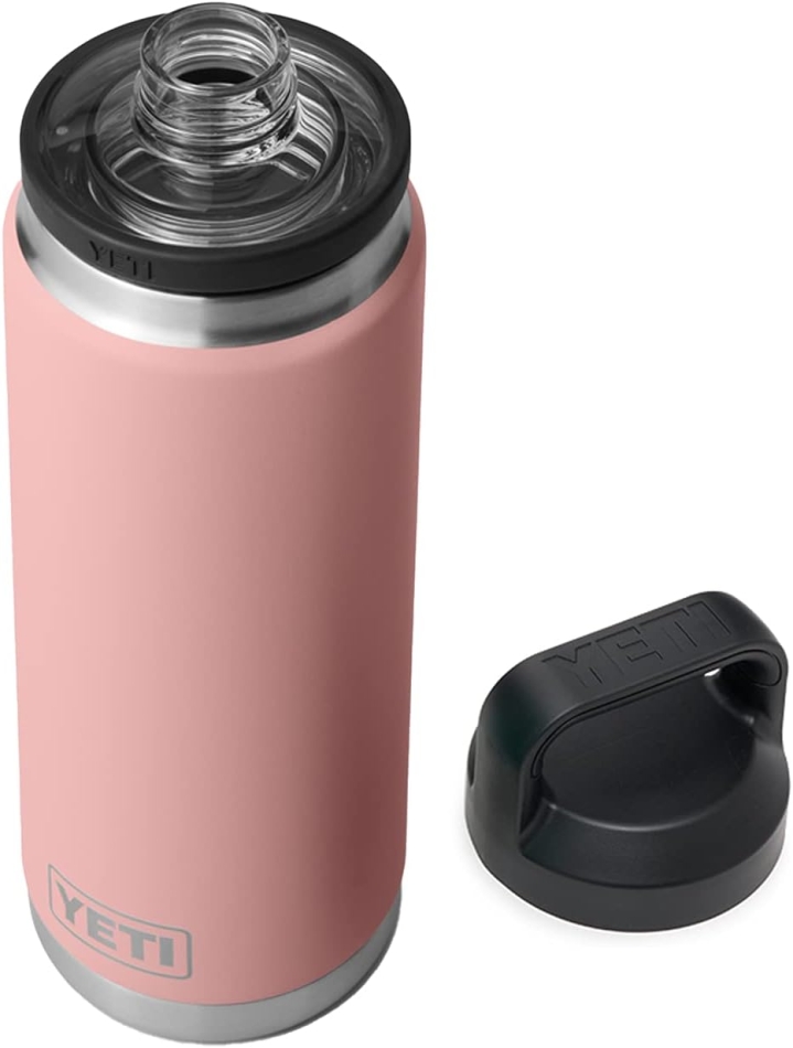 YETI Rambler 26 oz Bottle, Leakproof, Vacuum Insulated, Stainless Steel with Chug Cap, Sandstone Pink