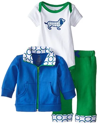 Yoga Sprout Unisex Baby Cotton Hoodie, Bodysuit or Tee Top, and Pant, Boy Dog, 6-9 Months (9M)