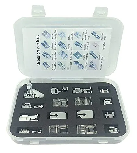 Youngine 16pcs Professional Sewing Machine Presser Feet Kit Multifunction Hem Foot Spare Parts Accessories for Low Shank, Brother, Singer, Janome, Viking, Toyota, Simplicity, Kenmore