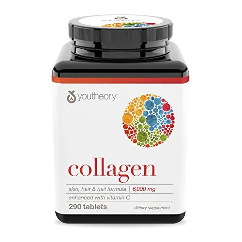 Youtheory Advanced Collagen - 6,000 mg Collagen with Vitamin C - for Hair, Skin & Nails* - Supplements for Women & Men - 290 Tablets
