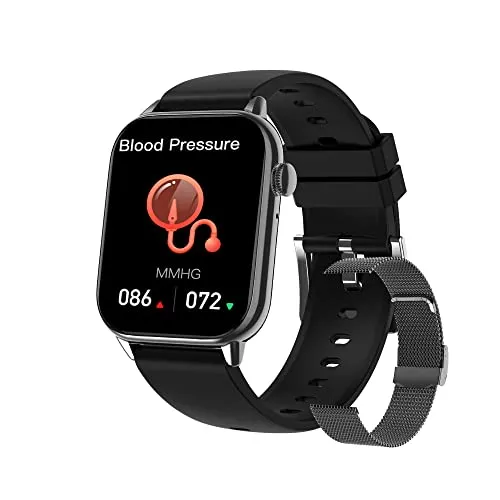 yussa Blood Pressure Smartwatch | Android Smartwatch & iPhone Compatible | Answer/Make Calls | Speaker | 2 Straps | 1.86'' Full Screen | Fitness & Health Tracking | +20 Sports | for Man and Woman