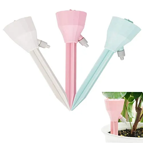 YUTOU Plant Self Watering Spikes Devices Drip Irrigation Plant Waterer with Slow Release Control Valve Switch Automatic Waterer for Potted for All Bottles-6 Pack