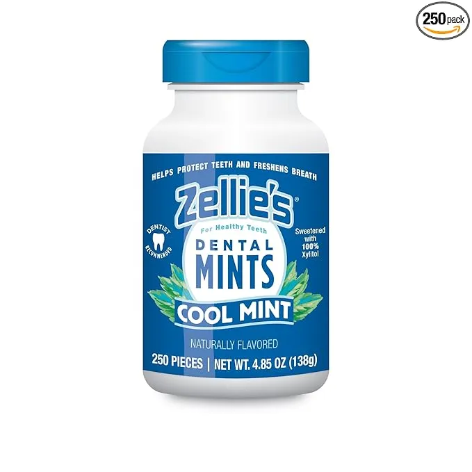 Zellie's | 100% Xylitol Cool Mint Breath Mints | No Aspartame, Gluten Free, Vegan & Kosher (250 Count - Pack of 1)