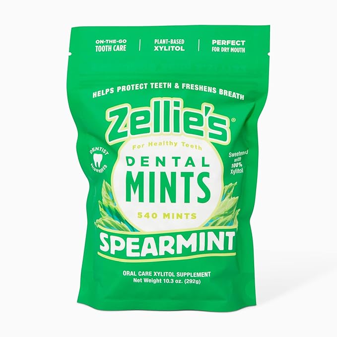 Zellies | 100% Xylitol No Aspartame Spearmint Breath Mints | Non-GMO, Vegan & Kosher Mints (540 Count (Pack of 1))